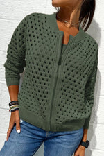 Casual Hollow Knitwear Zipper Jacket
