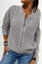 Casual Hollow Knitwear Zipper Jacket