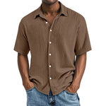 Crinkle Textured Cotton Button-Up Shirt