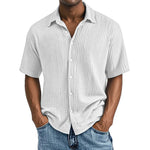 Crinkle Textured Cotton Button-Up Shirt