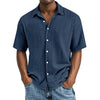 Crinkle Textured Cotton Button-Up Shirt