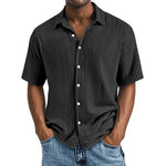 Crinkle Textured Cotton Button-Up Shirt
