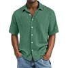 Crinkle Textured Cotton Button-Up Shirt