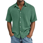 Crinkle Textured Cotton Button-Up Shirt