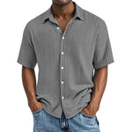 Crinkle Textured Cotton Button-Up Shirt