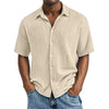 Crinkle Textured Cotton Button-Up Shirt