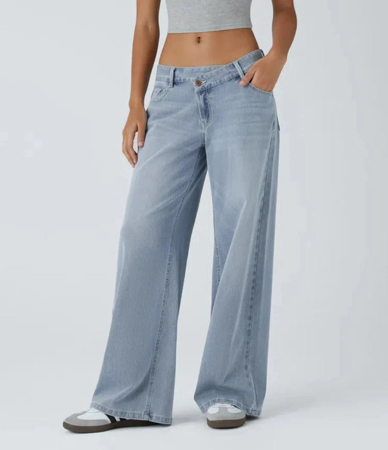 Low Waist Loose Fit Wide Leg Denim Jeans