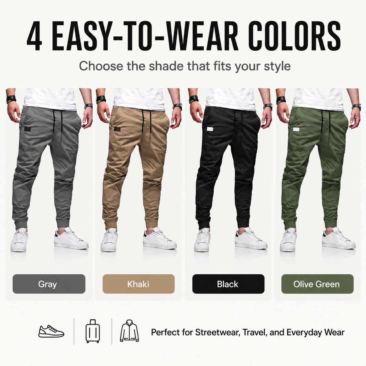 👖 50% OFF NOW! 🏃 Men's Casual Joggers – Drawstring Elastic Waist, Slim Fit & High Stretch – Perfect for All Seasons 🌧️