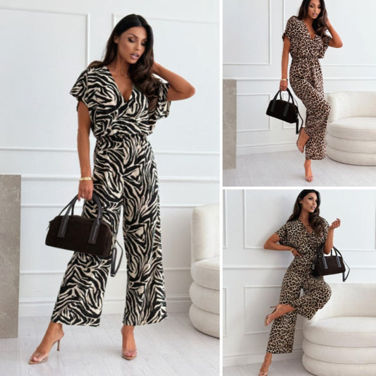 🔥Last Day Sale 49% OFF🔥Women's Leopard Print Wide-Leg Jumpsuit
