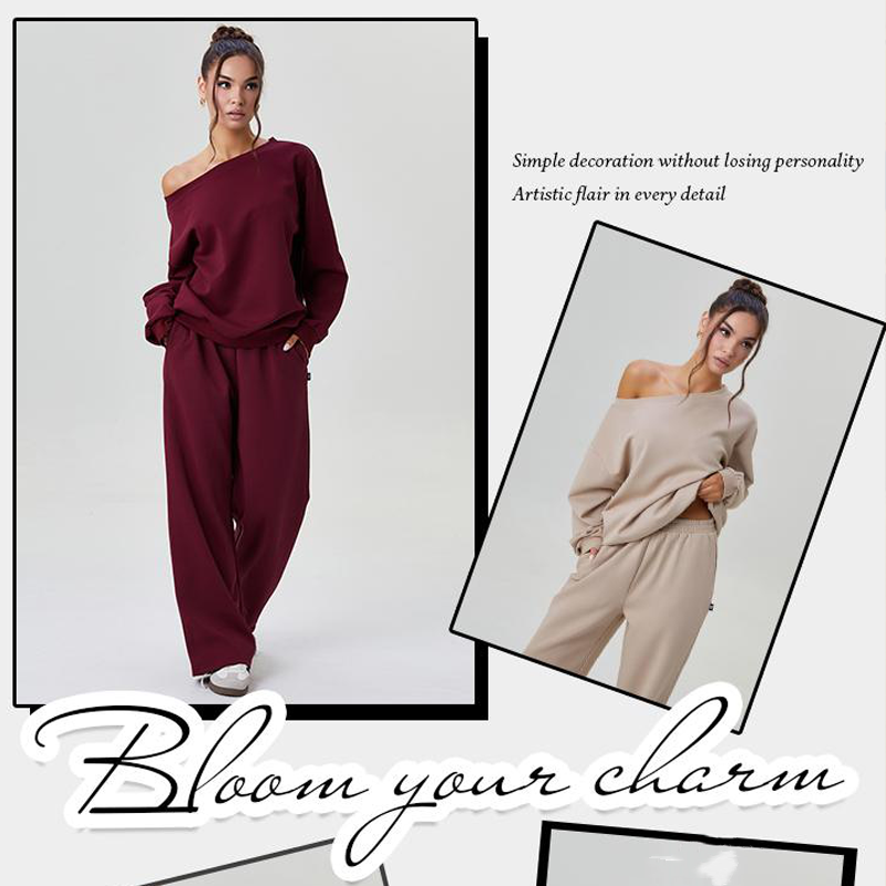 Casual Women's Co-Ord Set｜Loose Scoop Neck Top + Wide Leg Pants｜Comfortable Everyday Wear